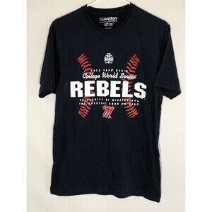 2022 NCAA College World Series REBELS Big Cotton Soft Tee Navy Men’s S EUC